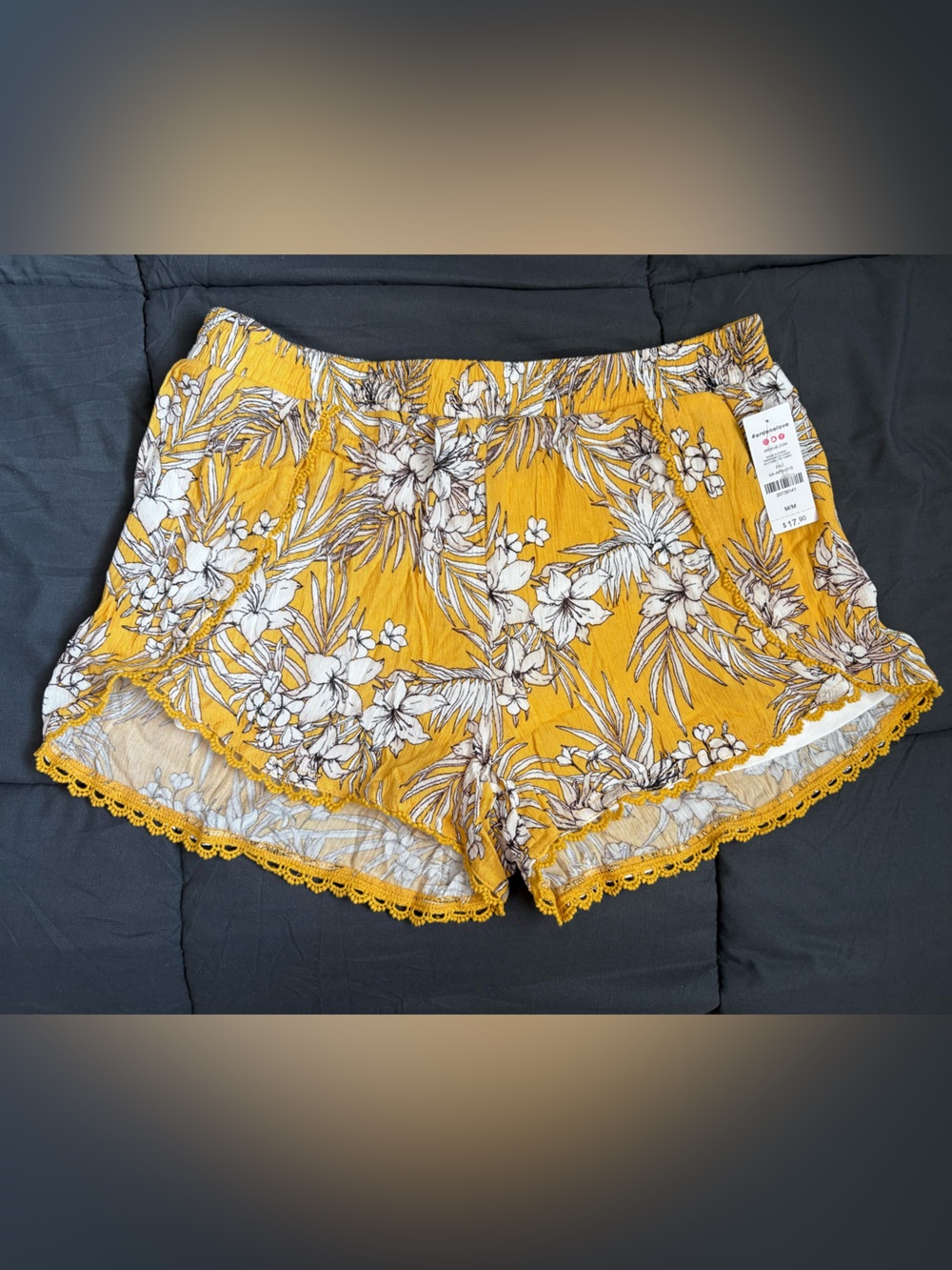 Ardene Mustard Yellow Floral High-Waist Shorts